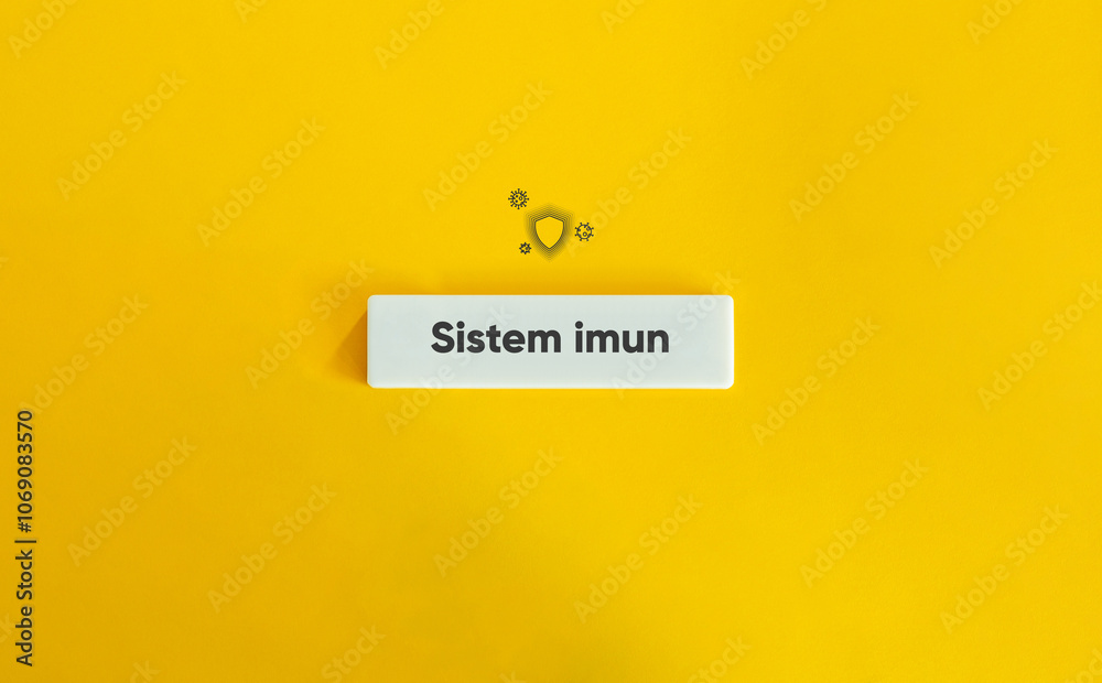Immune System Banner and Concept Image. Icon and Text on Block Letter Tile on Yellow Background. Minimal Aesthetic. Immune System Banner and Concept Image. Icon and Text on Block Letter Tile on Yellow Background. Minimal Aesthetic.