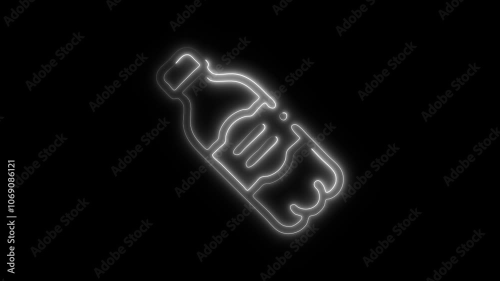 Glowing Plastic Bottle Icon and Symbol in HD Video Neon Animation on Black Background Glowing Plastic Bottle Icon and Symbol in HD Video Neon Animation on Black Background