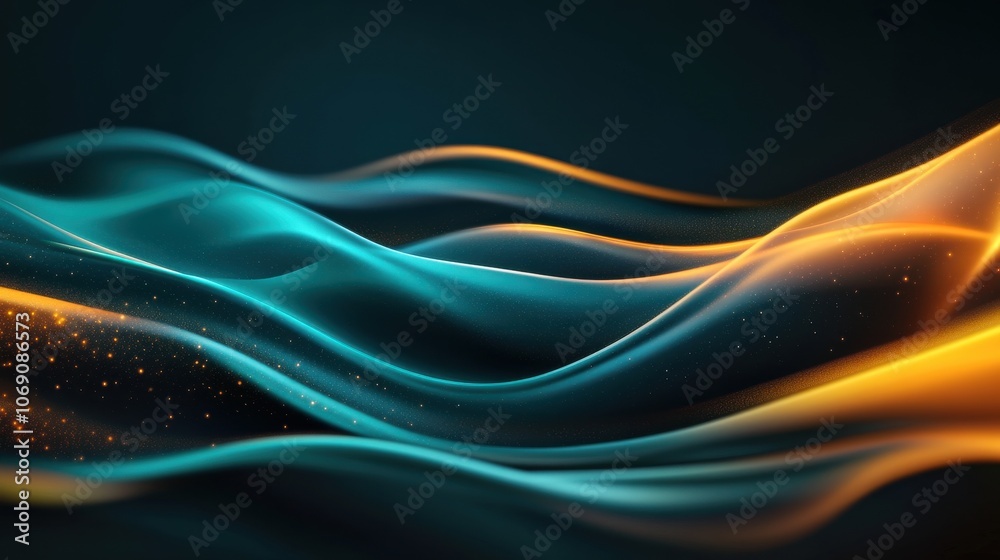 Teal and Golden Flowing Light Waves Teal and Golden Flowing Light Waves