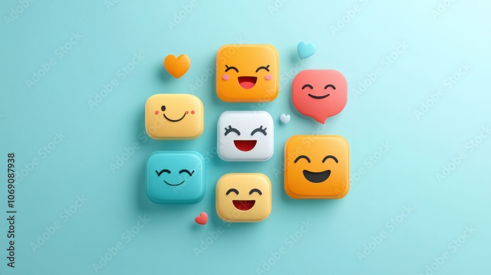 Colorful Emoji Message Boxes on a Light Background Colorful Emoji Message Boxes on a Light Background