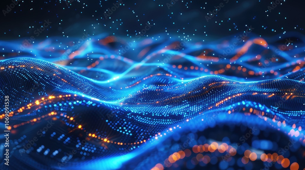 Futuristic Digital Wave Pattern in Neon Lights Futuristic Digital Wave Pattern in Neon Lights