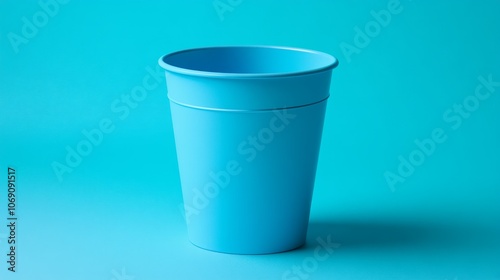 A simple blue plastic cup on a matching background, suitable for drinks or casual use.