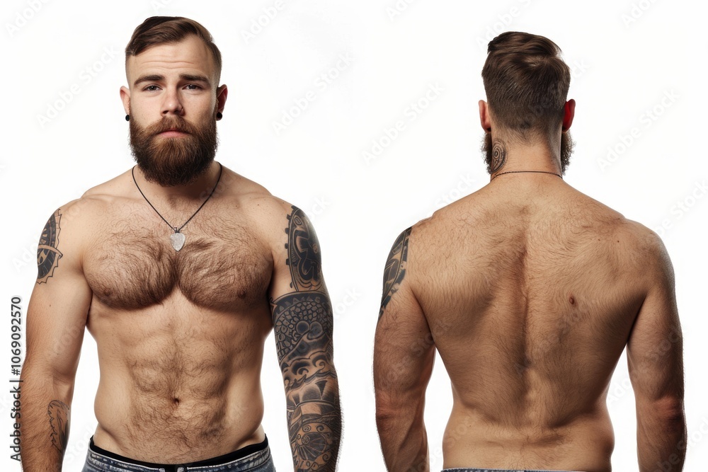 portrait of a man of front and back isolated on white portrait of a man of front and back isolated on white