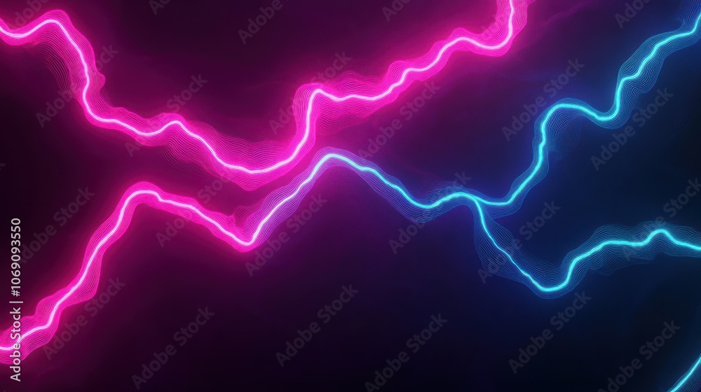 Abstract Energy Waves in Pink and Cyan Colors Abstract Energy Waves in Pink and Cyan Colors