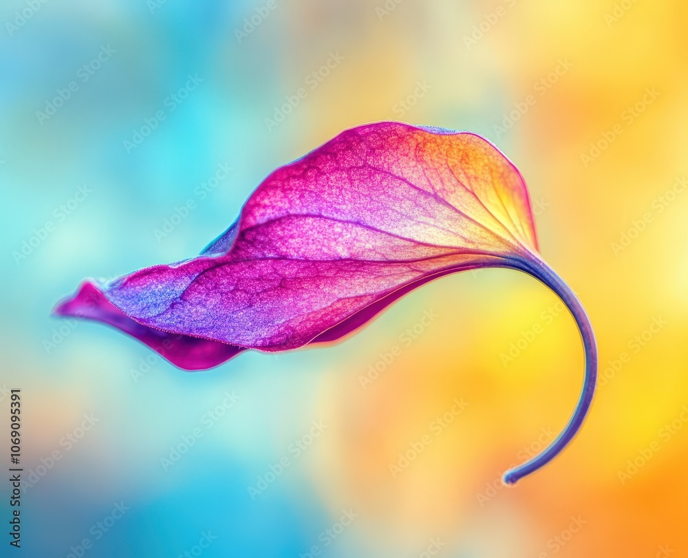 Close-up photo of a delicate, translucent pink petal with a soft, colorful background. Close-up photo of a delicate, translucent pink petal with a soft, colorful background.