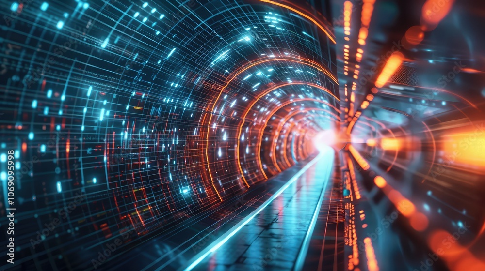Futuristic Digital Data Tunnel Futuristic Digital Data Tunnel