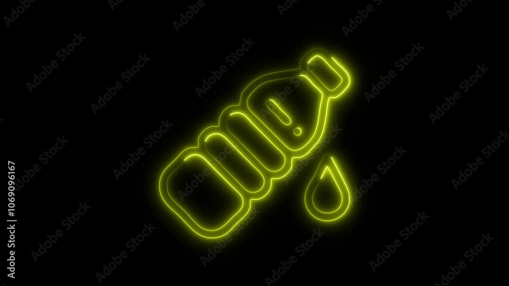 Glowing Water Bottle Icon and Symbol in HD Video Neon Animation on Black Background Glowing Water Bottle Icon and Symbol in HD Video Neon Animation on Black Background
