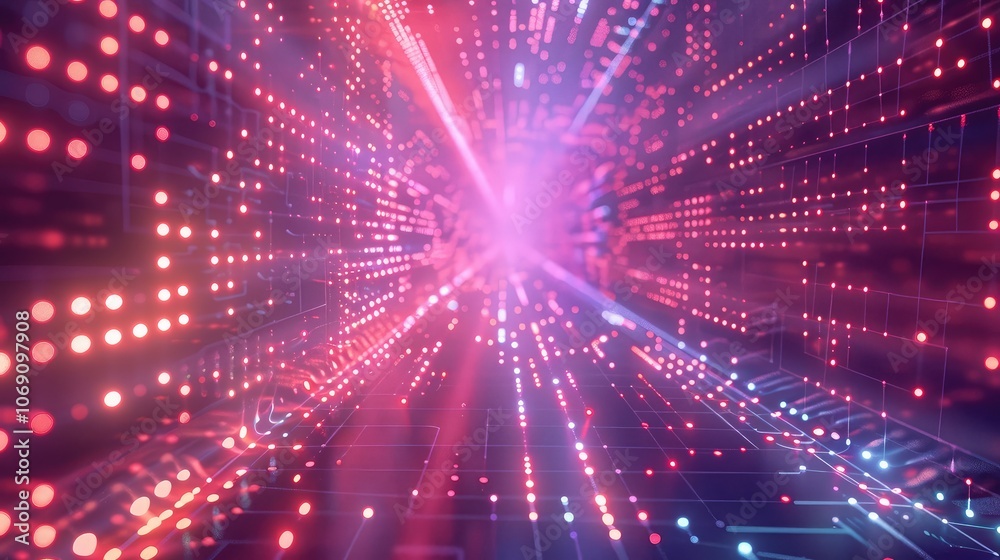 Futuristic Digital Lights and Data Tunnel Futuristic Digital Lights and Data Tunnel