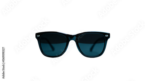 Black sunglasses, front view, isolated transparent background illustration.