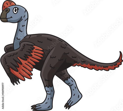 Dinosaur Oviraptor Cartoon Colored Clipart 