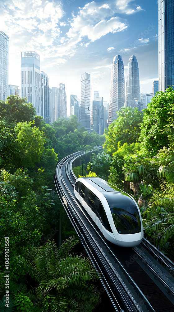 Fototapeta premium Innovative smart transportation shapes sustainable urban skylines