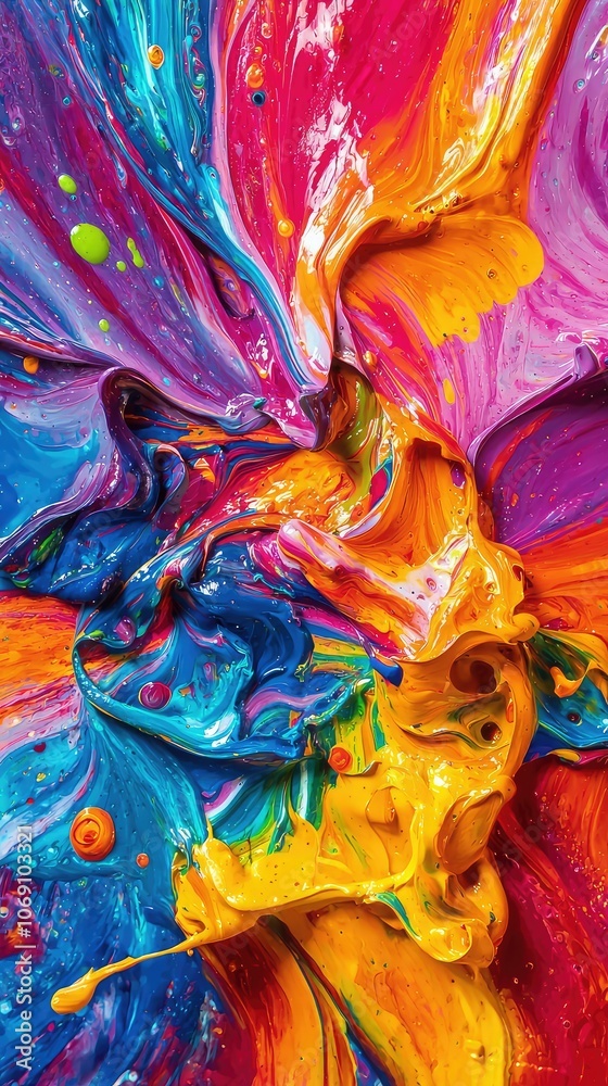 Vibrant Splash of Oil Paint on Artist Palette Vibrant Splash of Oil Paint on Artist Palette