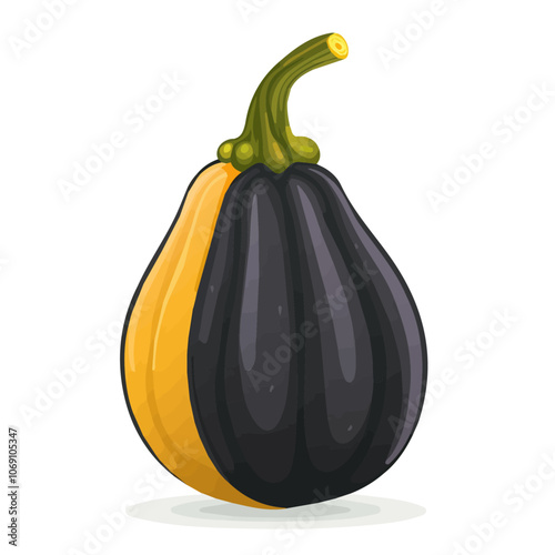 2D flat vector illustration acorn squash icon isolated on a white background.

