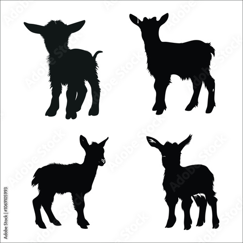 Goat Silhouette Bundle Set on a White background