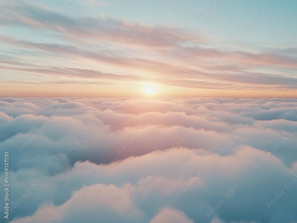aerial view above fluffy clouds at sunset, showcasing a breathtaking cloudscape with soft pink and blue hues blending together, evoking a sense of wonder and tranquility in nature aerial view above fluffy clouds at sunset, showcasing a breathtaking cloudscape with soft pink and blue hues blending together, evoking a sense of wonder and tranquility in nature