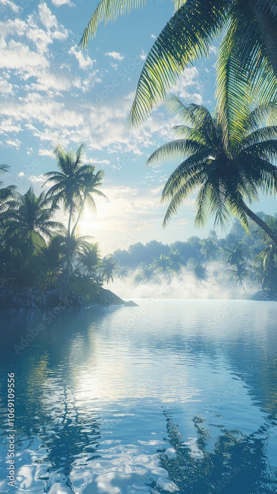 Serene Tropical Paradise Morning View Serene Tropical Paradise Morning View