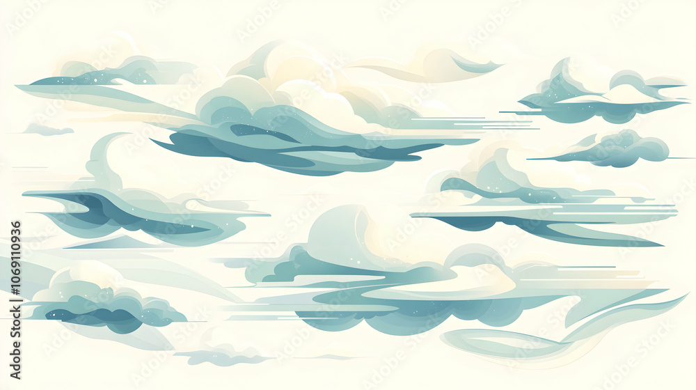 Set of cartoon clouds in various shapes and sizes for game or animation design. Set of cartoon clouds in various shapes and sizes for game or animation design.