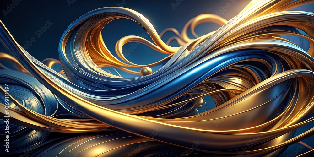 Abstract Metallic Swirls A Golden and Blue Tapestry, 3D, Digital Art, Abstract Background, 3D Art, Design, Gold Abstract Metallic Swirls A Golden and Blue Tapestry, 3D, Digital Art, Abstract Background, 3D Art, Design, Gold