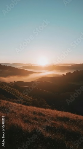 Serene Sunrise Scene with Illuminating Sunlight