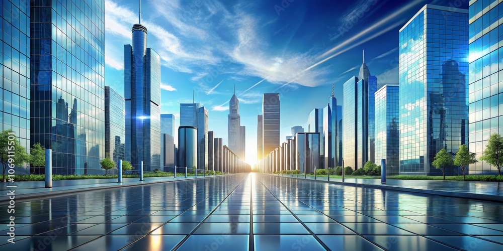 Reflective Cityscape A View of Skyscrapers in Glass and Steel, Digital Art, Architecture, Urban, Modern, Cityscape Reflective Cityscape A View of Skyscrapers in Glass and Steel, Digital Art, Architecture, Urban, Modern, Cityscape