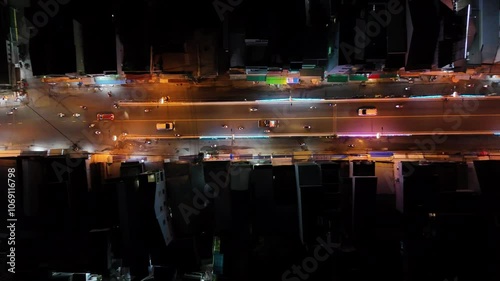 view of the city.  Night
