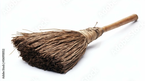 Broom on a white background, side view, sharp details photo