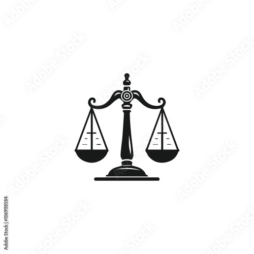 A stylish scales of justice logo design vector for law firm law Office and lawyer services, Law firm logo design inspiration, Scales of justice flat icon for apps and websites