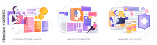 AI Technology for Government and Public Services abstract concept vector illustrations.