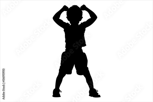 Young Boy in Gym Silhouette, Small Boy Gym Silhouette , Gym Boy Silhouette, 