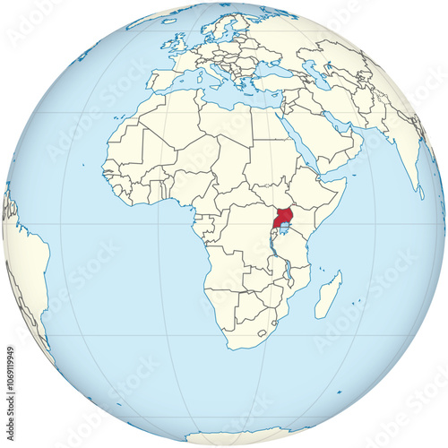 Detailed national location map of UGANDA within the great continent of Africa