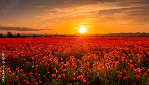 sunset over the field