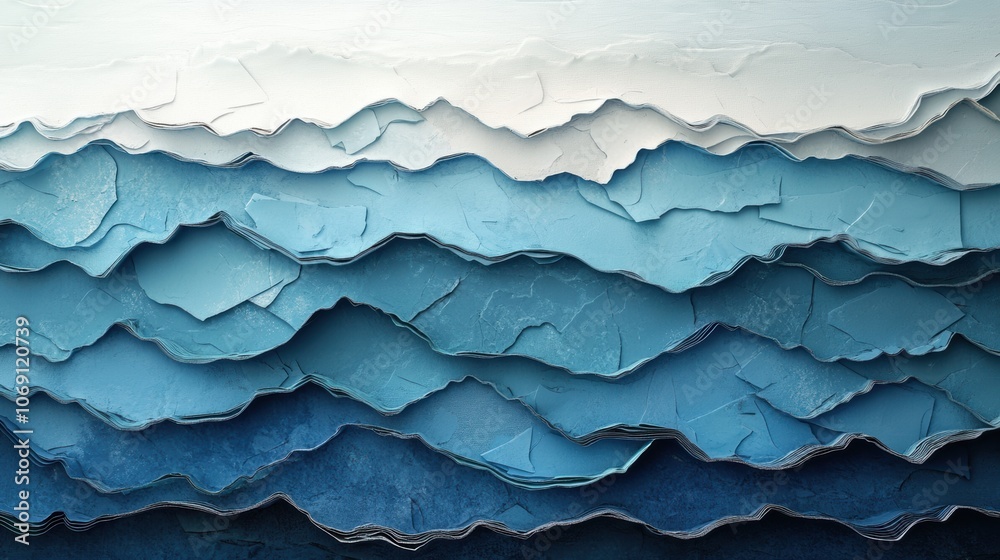 custom made wallpaper toronto digitalTorn Paper Ocean Waves, a unique artistic representation of ocean waves, featuring a textured paper style that evokes depth and movement