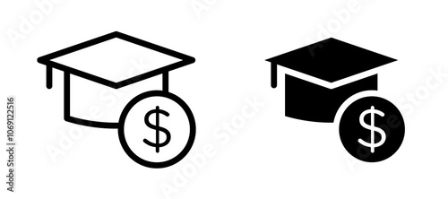 Education cost icon symbol collection on white background.