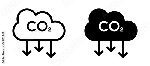 Low carbon dioxide icon symbol collection on white background. photo