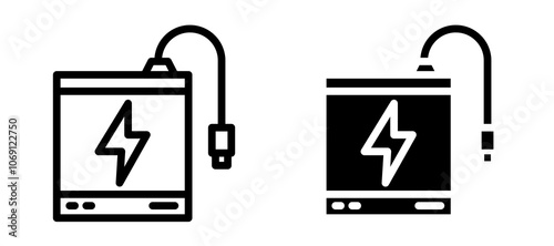 Power bank icon symbol collection on white background.