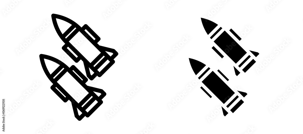 Missile icon symbol collection on white background. Missile icon symbol collection on white background.