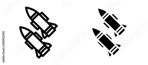 Missile icon symbol collection on white background.