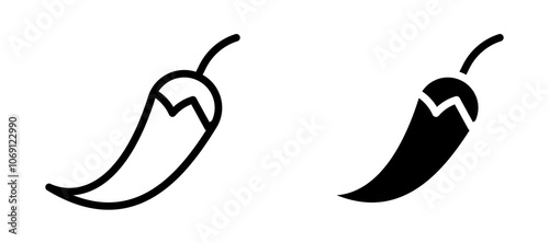 Chili icon symbol collection on white background.