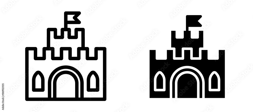 Castle icon symbol collection on white background. Castle icon symbol collection on white background.