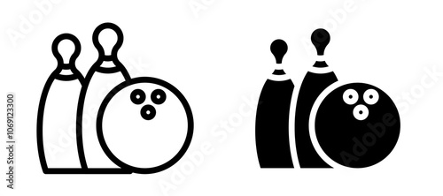 Bowling icon symbol collection on white background.