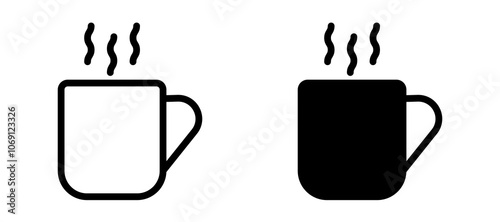 Coffee mug icon symbol collection on white background.