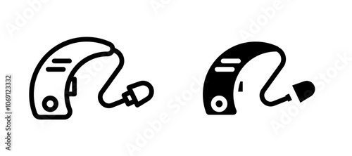Hearing aid icon symbol collection on white background.