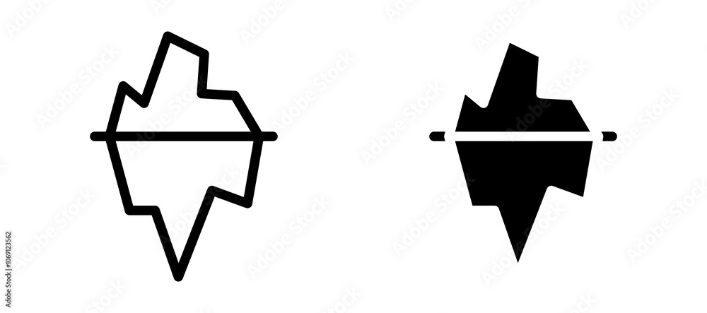 Iceberg icon symbol collection on white background. Iceberg icon symbol collection on white background.
