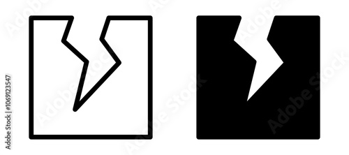 Crack icon symbol collection on white background.