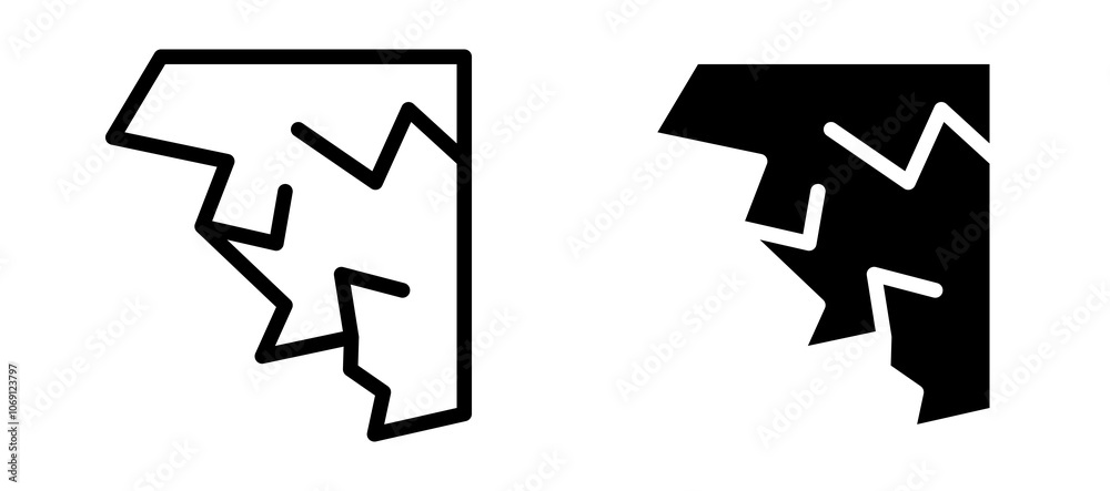 Cliff icon symbol collection on white background.