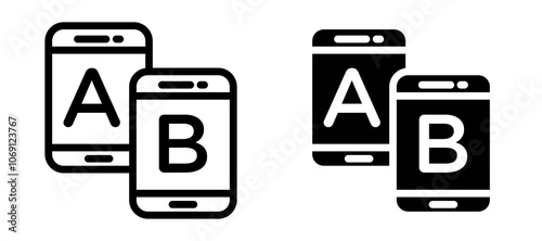 A B testing icon symbol collection on white background.