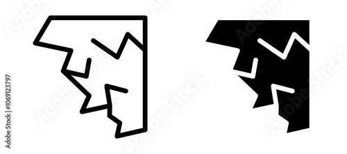 Cliff icon symbol collection on white background.