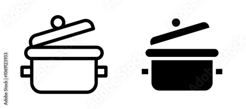 Cooking pot icon symbol collection on white background.