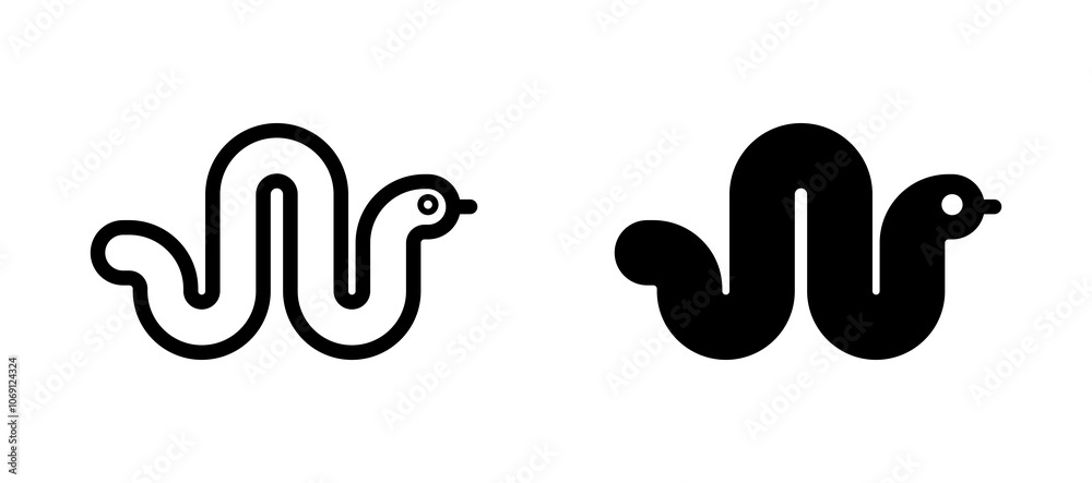 Snake icon symbol collection on white background. Snake icon symbol collection on white background.