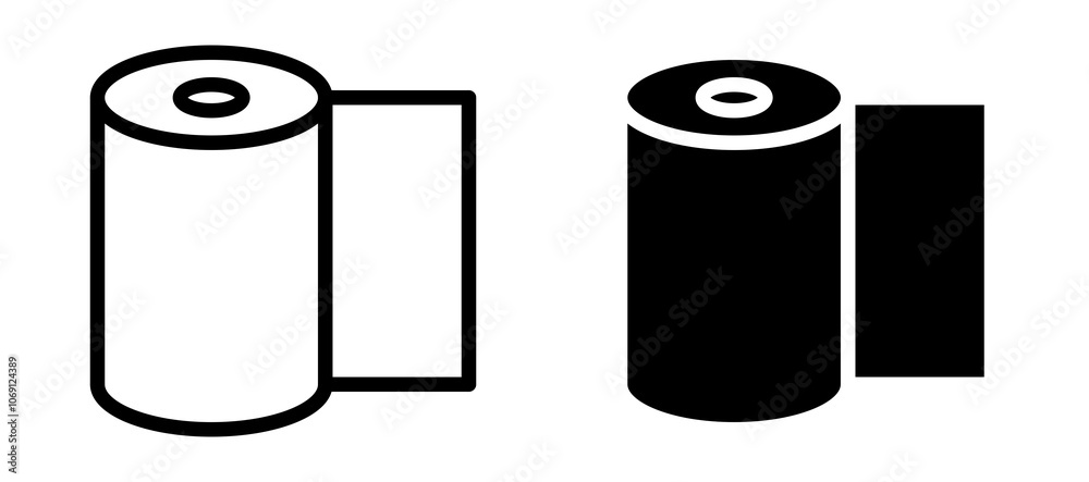 Foil roll icon symbol collection on white background. Foil roll icon symbol collection on white background.
